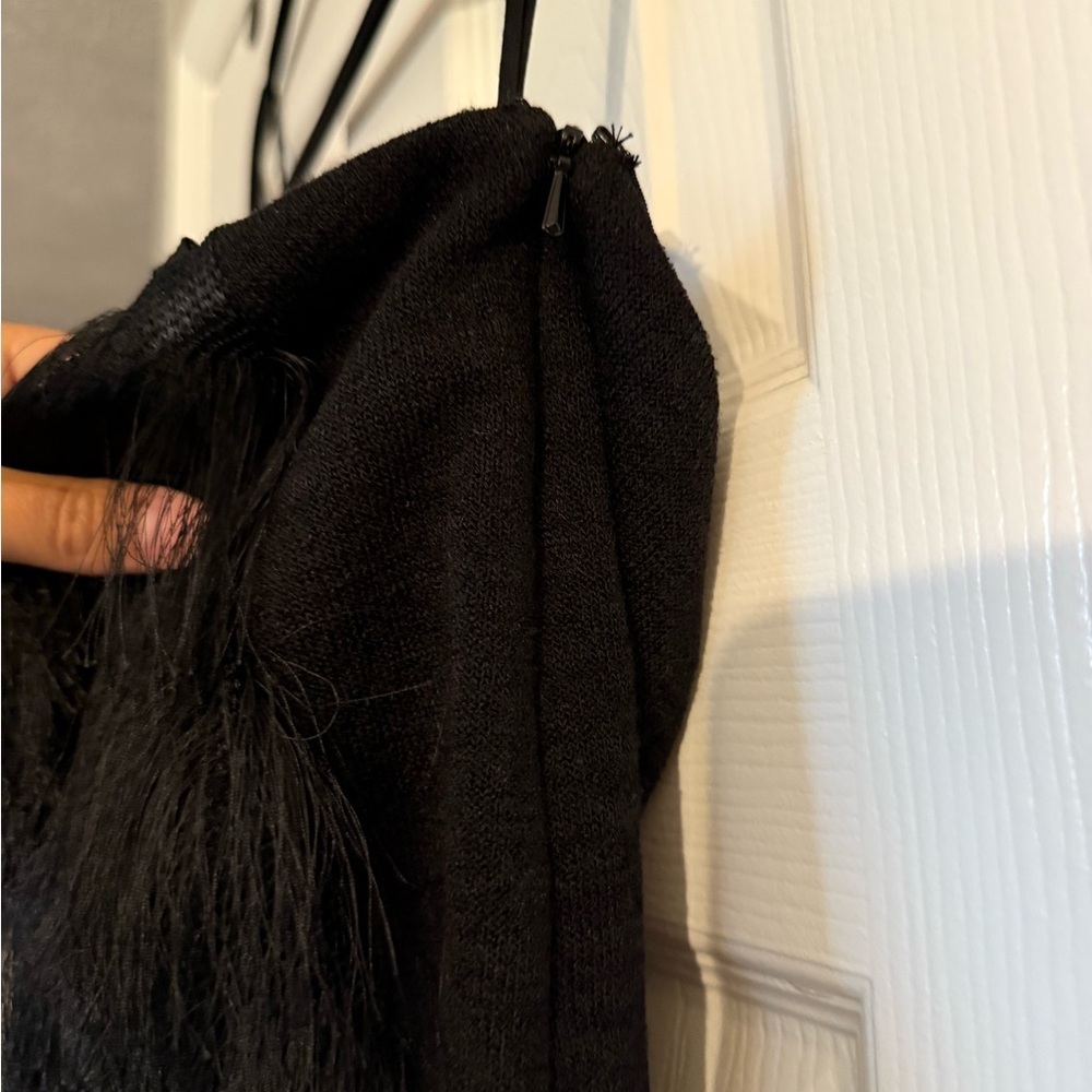NWT Banana Republic Black Strapless Fringe Dress size 12 - Picture 4 of 9